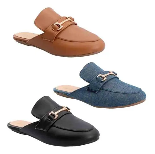 Zapatos Mule Dama Flats Casuales Mujer Tripack Env o gratis