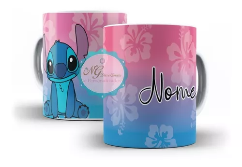 Caneca Lilo Stitch - Desenho - Interior E Alça Branca