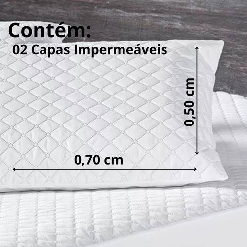 2 Fronhas Impermeável Zíper Anti-ácaro Não Faz Barulho Capa