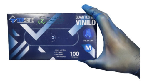 Guantes De Vinilo Azul Pack X 10 Cajas De 100 Unidades.