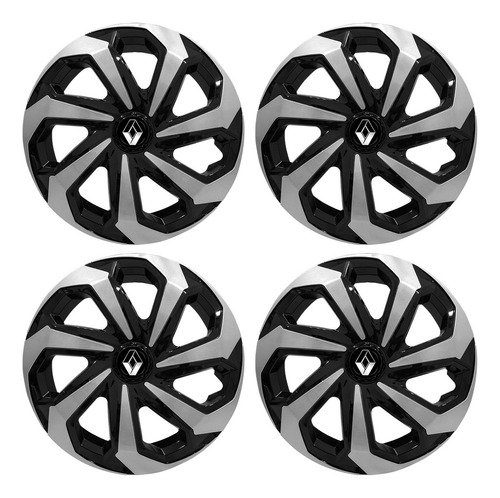 4 Calota Spider Black Silver Aro 14 Renault Clio Sandero