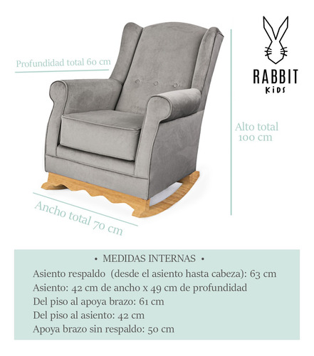 Imagen 3 de 10 de Sillon Sofa Mecedor 1 Cuerpo Mecedora Soft En Pana Berger