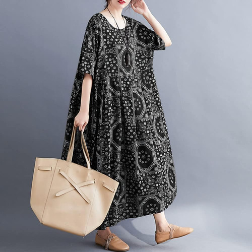 Vestido Vintage De Lino Y Algodón Para Mujer Vestido Suelto