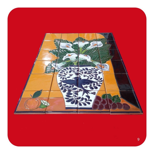 Imagen 3 de 3 de Mural Retablo Talavera Poblana Alcatraz 65x43 Cm M9