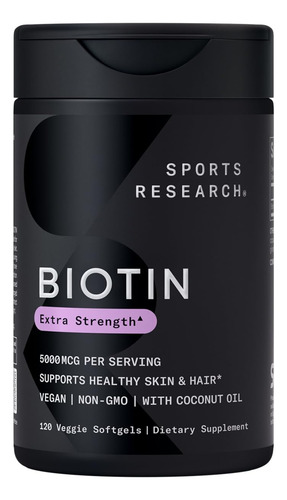 Sports Research Biotina Extra Fuerte 5000 Mcg 120 Cápsulas