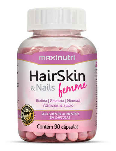 Hair Skin & Nails Femme Maxinutri Cápsula Da Beleza 90 Cáps
