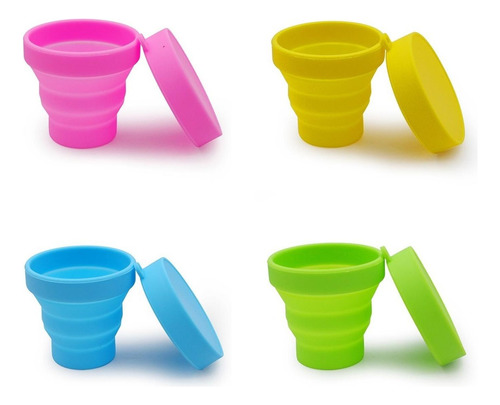 Pack 4 Vasos Plegable Silicona Colores Camping Picnic