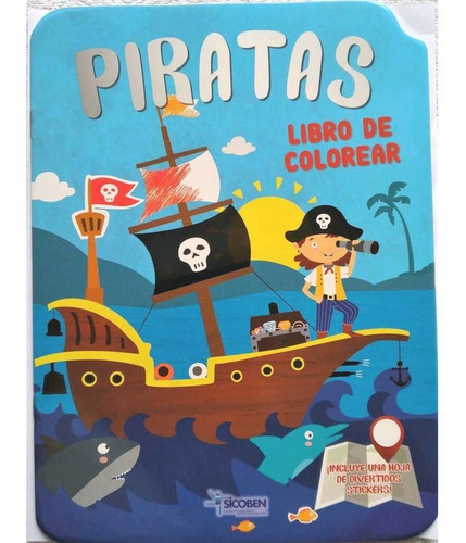 Libro Infantil De Colorear Y Stickers - Piratas