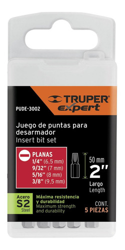 Puntas Planas Combinadas Largo 2'' 5pz Truper 12721