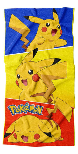 Toalla Premium Para 75x147 Cm Pokemon Pikachu Color Amarillo