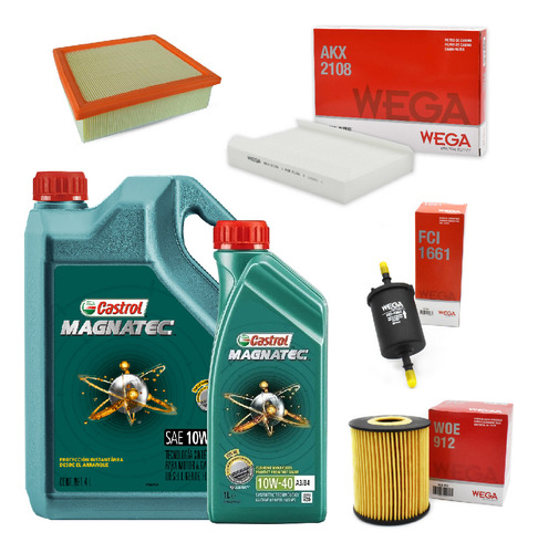 Kit 4 Filtros + 5l Aceite Castrol 10w40 Jeep Renegade Wega