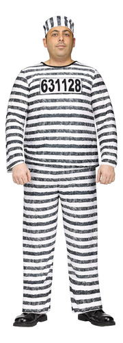 Fun World Mens Jailbird Plsz Cstm Disfraz De Adulto, Multico