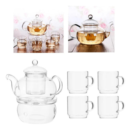 Q1c Q Juego De Tetera Flor De Vidrio De Borosilicato Tazas