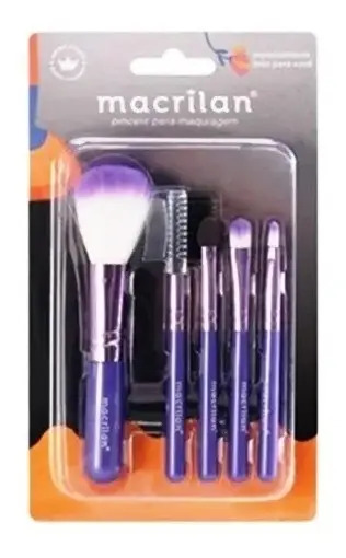 Kit Pincéis Para Maquiagem Macrilan Roxo Kp5-18