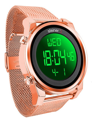 Reloj Digital De Dama Diseño Tejido Acero Inox Steiner 28 Mm