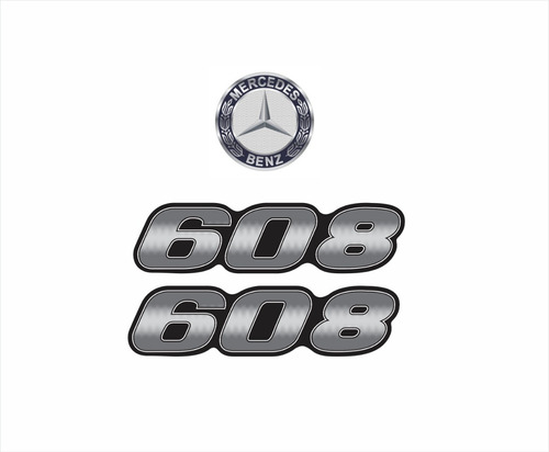 Kit Adesivos Compatível Resinados Mercedes 608 Emblema R094 Cor PADRÃO