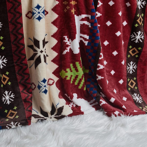 Manta Polar Super Suave Caliente Diseño De Reno Navideño Vino Reno