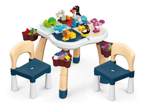 Mesa Con Silla Infantil De Encastre Con 100 Bloques