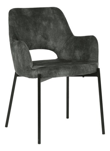 Set De 2 Sillas De Comedor 3038 Shcola Estructura de la silla Negro Asiento Gris oscuro Diseño de la tela Liso