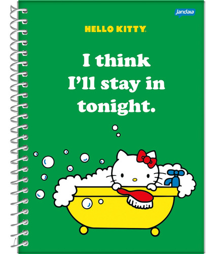 Caderno Espiral Hello Kitty Verde 1 Matéria 80 Folhas