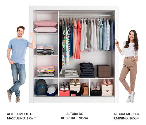 Guarda-roupa Casal Madesa Mônaco 3 Portas Correr Espelhos Bc Cor Branco/Cinza