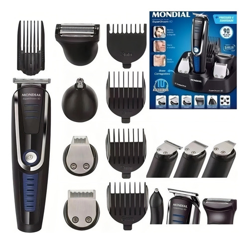 Aparador De Pelos Super Groom 10 Bivolt Mondial Cor Preto 127/220V