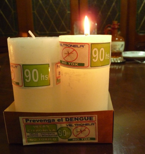 Imagen 1 de 7 de R815citro - Pack 4 Vela Redonda Citronela 8x15cm / 85hs