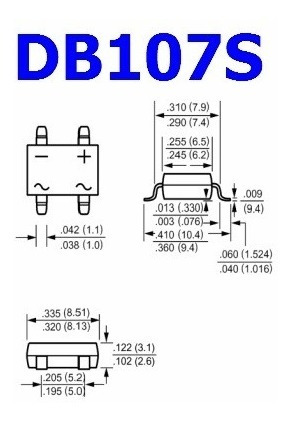 Imagem 2 de 3 de Db107s / Db 107s / 1000v / 1a / Diodo Retificador (1 Unid)