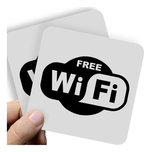 Adesivo Kit C/2 - 10x7cm - Free Wi-fi Logo Placa Sign Placas