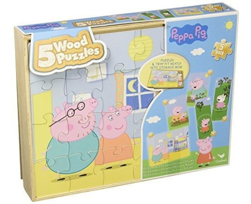 Rompecabeza 1a2 Peppa Pig 5 Rompecabezas De Madera En Caja D