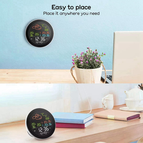 Reloj De Mesa V2tuya Wifi Con Estación Meteorológica Para Ex