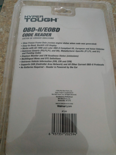 Escaner Automotriz Obd2 Hyper Tough Lector Codigos Scan Auto