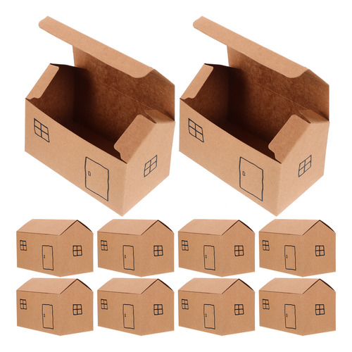 10pc Small House Shaped Gift Boxes Treat Boxes For Dessert C