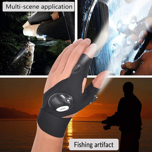 Guantes De Pesca Con Luz Nocturna, Guantes Led Sin Dedos, Im