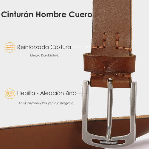Cinturón Para Hombre Cuero Bovino Genuino Piel Cinto Casual Color Negro Diseño De La Tela Lisa Talla 110