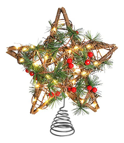 Navidad Star Tree Topper, Con 30 Luz Twinkle Star, Wg54j