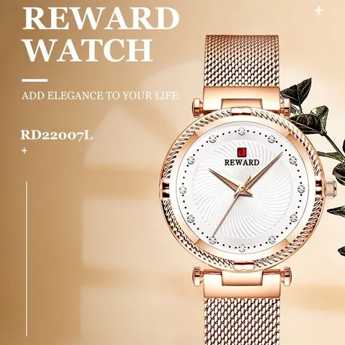 Reloj Contra Agua Para Dama Mujer Acero Malla Moda Reward Cuotas