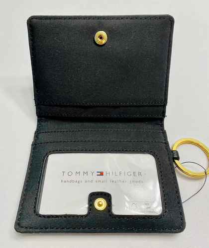 Tarjetero Tommy Hilfiger Original Mujer Negro Placa M022
