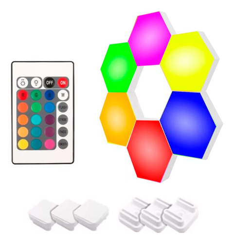 Luz Led Modular Rgb Hexagonal X 6 Touch Control Pared Techo