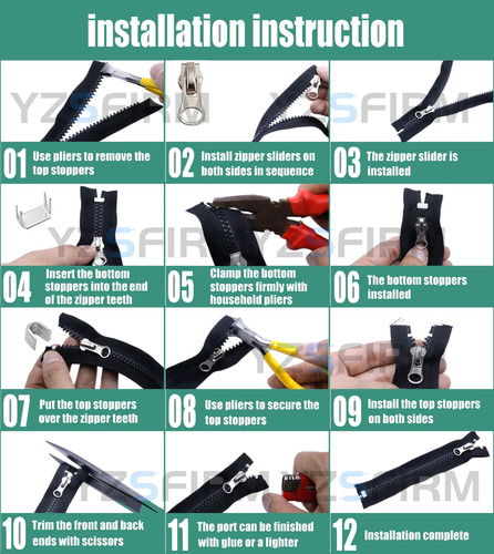 Kit De Reparación De Cierre #5 Deslizante De Repuesto: 12