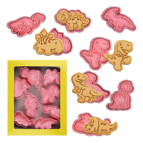 Juego De 8 Moldes Para Galletas Con Dibujos Animados De Dino