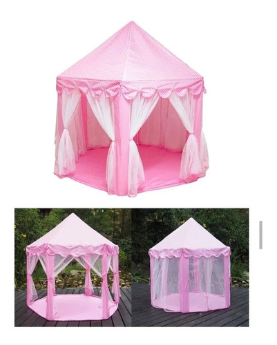 Imagen 8 de 10 de Carpa Infantil Castillo Princesa Niña Portatil Rosado