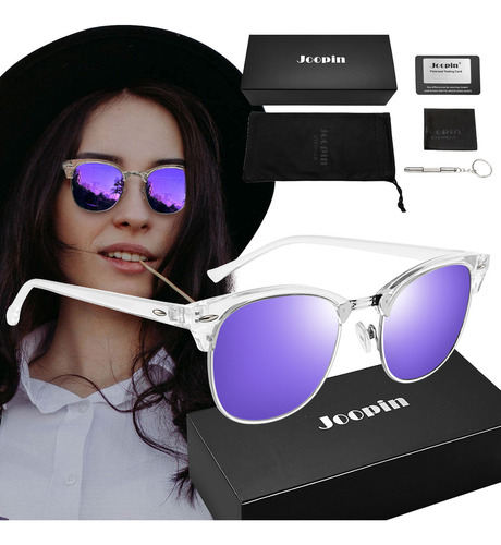 Lentes De Sol Mujer Dama Polarizados Anti Luz Solar Uv Cuadrados De Moda Diseño Clásico Proteger Los Ojos Espejo Diseño Morado/blanco