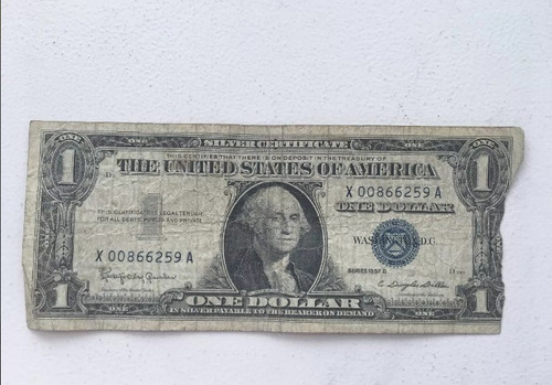 Imagen 1 de 2 de Antiguo Billete 1 Dolar Sello Azul 1957 Tal Como Lo Ves