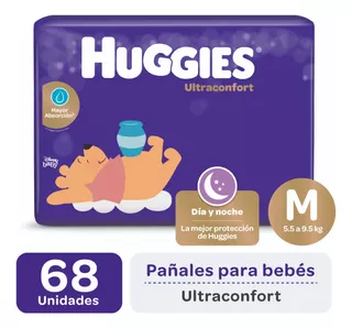 Pañales Huggies Ultraconfort Talle M X68 Un