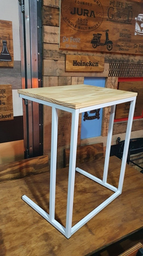 Mesa Auxiliar Arrime Estilo Industrial 60x40x65cm Doble Pata