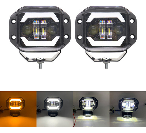 Un Par De Faros Led Empotrados Alta Y Baja H4 Con Ámbar