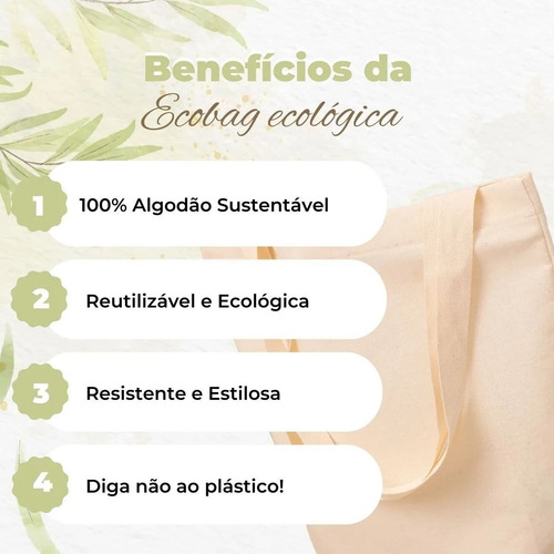 Ecobag Algodão Cru 40x45cm Sacola Reutilizável Temática
