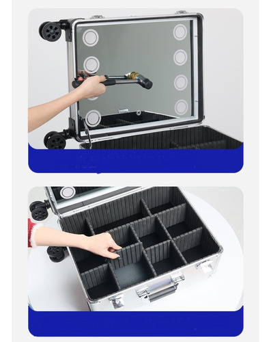 Neceser Cosmetiquera Estacion Maquillaje Maletin Con Luz