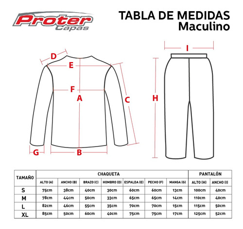 Traje Equipo Lluvia Moto Impermeable Proter Talle Xl